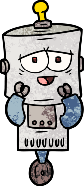 Bir insan tarafından çizilmiş çizgi film robotu