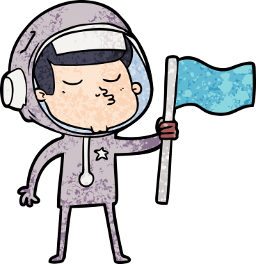 Bir insan tarafından çizilmiş kendine güvenen bir astronot bayrağı.