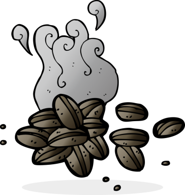 bir insan tarafından çizilmiş kahve çekirdekleri.