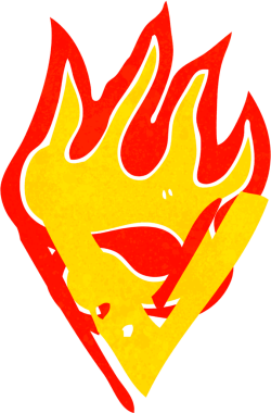 Bir insan tarafından çizilmiş yanan bir karikatür.