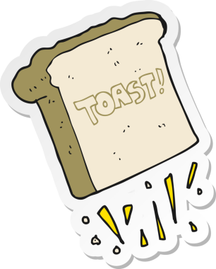 Bir insan tarafından çizilmiş bir karikatür tostunun çıkartması.