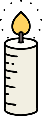 Bir insan tarafından çizilmiş geleneksel mum şeklinde dövme.