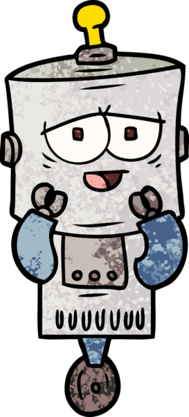 Bir insan tarafından çizilmiş çizgi film robotu