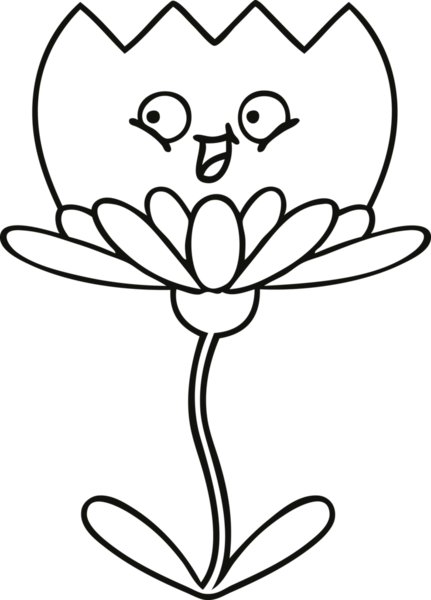 Bir insan tarafından çizilmiş bir çiçeğin çizgi çizimi