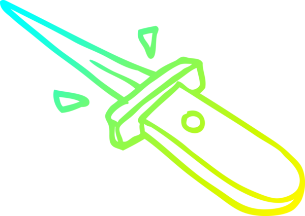 Bir insanın çizdiği çizgi film bıçağının soğuk eğimli çizgisi.