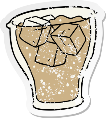 Bir insan tarafından çizilmiş bir kola karikatürünün sıkıntılı yapıştırması