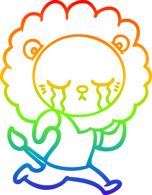 Gökkuşağı gradyan çizgisi bir insan tarafından çizilmiş ağlayan bir aslanın çizimi