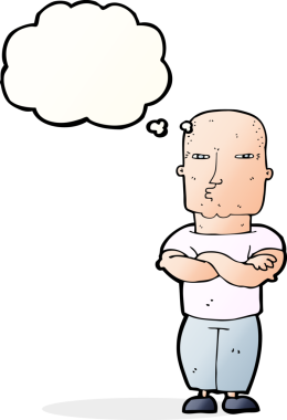 Düşünce baloncuğu bir insan tarafından çizilmiş sert çocuk.