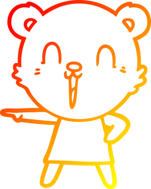 Bir insan tarafından çizilen mutlu çizgi film ayısının sıcak çizgi çizimi