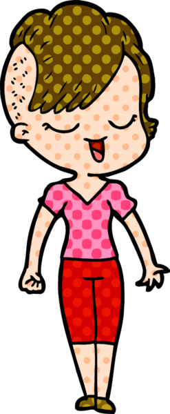 Bir insan tarafından çizilmiş mutlu çizgi film kızı.