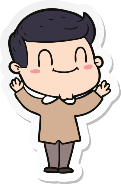 Bir insan tarafından çizilmiş, karikatür dostu bir adamın çıkartması.