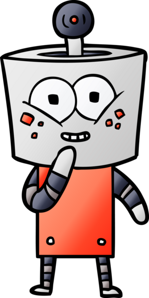 Bir insan tarafından çizilmiş mutlu robot kıkırdaması.
