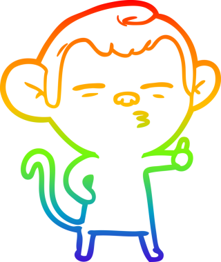 Gökkuşağı gradyan çizgi çizimi Bir insan tarafından çizilmiş şüpheli maymun