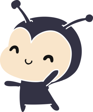 Bir insan tarafından çizilmiş sevimli bir dişi böceğin çizimi.