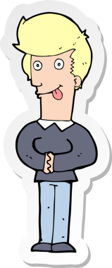 Bir insan tarafından çizilmiş bir çizgi film karakterinin çıkartması.