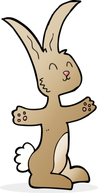 Bir insan tarafından çizilmiş çizgi film tavşanı