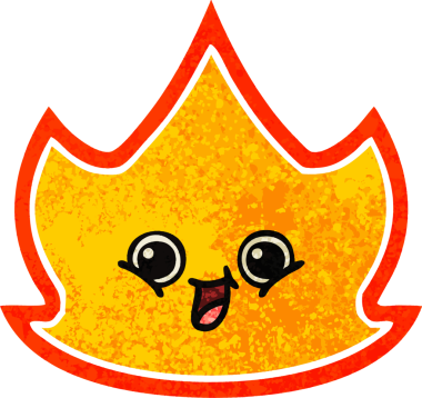 Bir insanın çizdiği ateşin retro illüstrasyon tarzı karikatürü