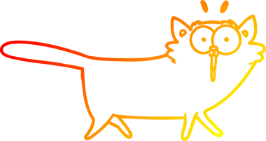 Bir insan tarafından çizilmiş çizgi film kedisinin sıcak çizgi çizimi