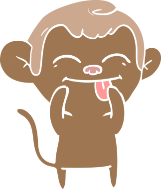 Bir insan tarafından çizilmiş komik düz renkli çizgi film maymunu