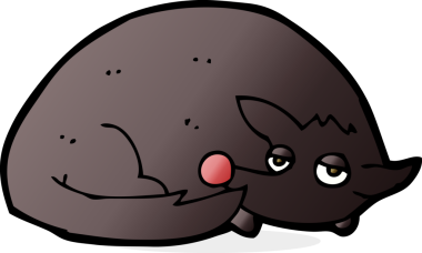 Bir insan tarafından çizilmiş kıvrılmış bir köpek.