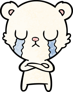 Bir insan tarafından çizilmiş ağlayan kutup ayısı çizgi filmi.