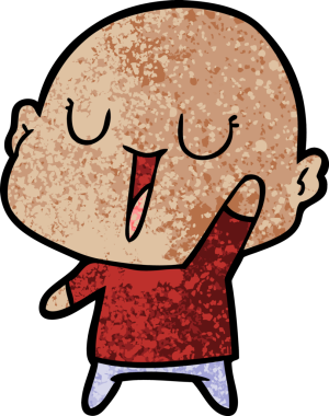 Bir insan tarafından çizilmiş mutlu, kel adam.