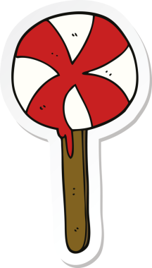 Bir insan tarafından çizilmiş bir lolipopun çıkartması.