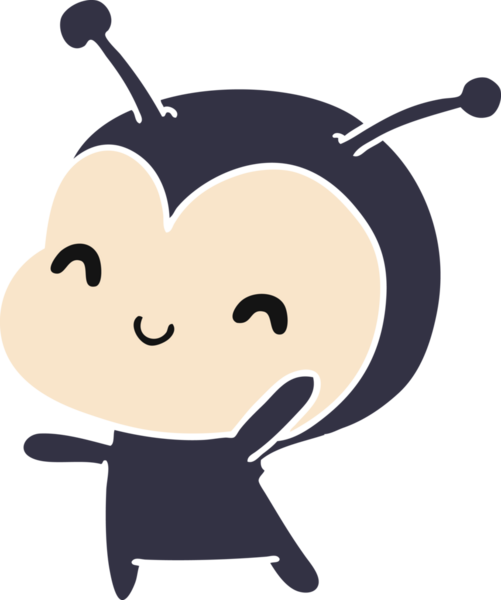 Bir insan tarafından çizilmiş sevimli bir dişi böceğin çizimi.