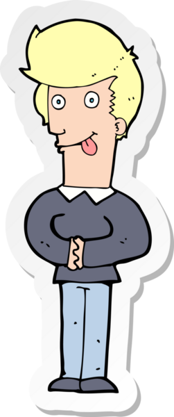 Bir insan tarafından çizilmiş bir çizgi film karakterinin çıkartması.