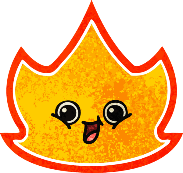 Bir insanın çizdiği ateşin retro illüstrasyon tarzı karikatürü
