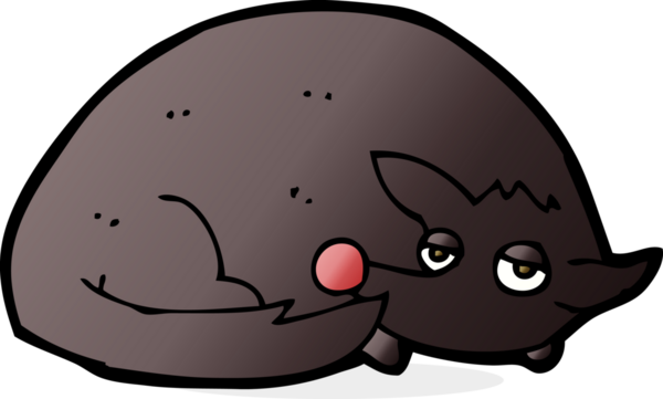 Bir insan tarafından çizilmiş kıvrılmış bir köpek.