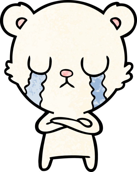 Bir insan tarafından çizilmiş ağlayan kutup ayısı çizgi filmi.