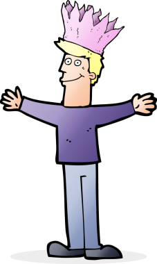 Bir insan tarafından çizilmiş kağıt şapkalı karikatür adam.