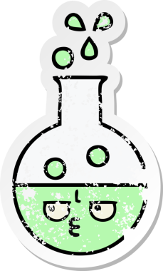 Bir insan tarafından çizilmiş şirin bir çizgi film test tüpünün sıkıntılı çıkartması.