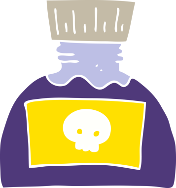 Bir insan tarafından çizilen zehirin düz renk çizimi