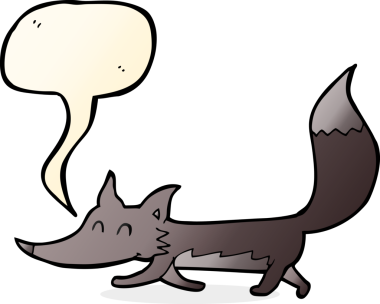 Bir insan tarafından çizilmiş konuşma balonu olan küçük bir kurt.