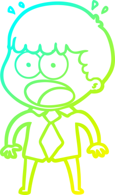 Bir çizgi film çizimi tişörtlü ve kravatlı adamı şok etti.