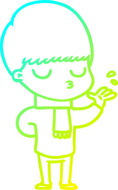 Bir çizgi film karakteri çizen soğuk gradyan bir çocuk bir insan tarafından çizilmiş.