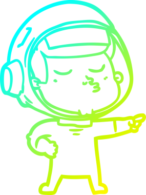 Bir insan tarafından çizilmiş kendinden emin bir astronotun soğuk çizgi çizimi.