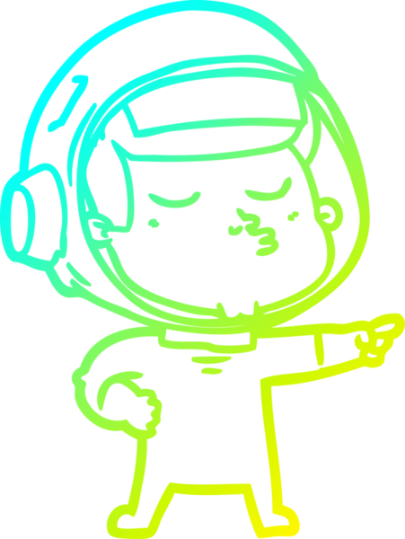 Bir insan tarafından çizilmiş kendinden emin bir astronotun soğuk çizgi çizimi.