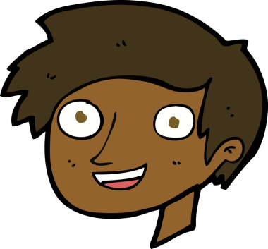 Bir insan tarafından çizilmiş mutlu çocuk yüzü.