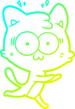 Bir çizgi filmin soğuk gradyan çizimi bir insan tarafından çizilmiş sürpriz bir kedi.