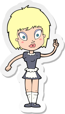 Bir insan tarafından çizilmiş çizgi film hizmetçisinin çıkartması.