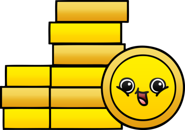 Bir insan tarafından çizilmiş bozuk paranın gölgelenmiş karikatürü