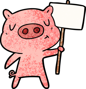 çizgi film içeriği domuz işareti; bir insan tarafından çizilmiş işaret