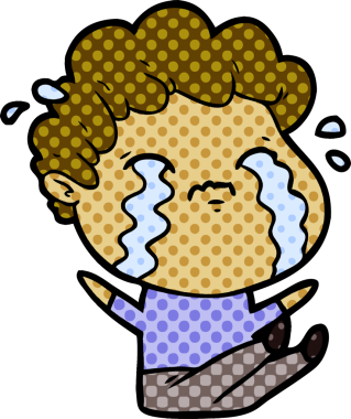 Bir insan tarafından çizilmiş ağlayan çizgi film adamı.