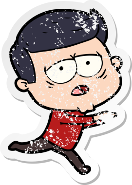 Bir insan tarafından çizilmiş yorgun bir çizgi filmin sıkıntılı çıkartması.