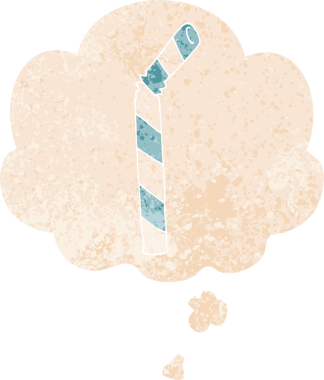 Düşünce baloncuğu ile çizgi film samanı grunge sıkıntılı retro dokuma tarzı bir insan tarafından çizilmiş