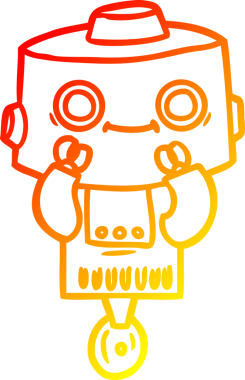 Bir insan tarafından çizilen çizgi film robotunun sıcak çizgi çizimi