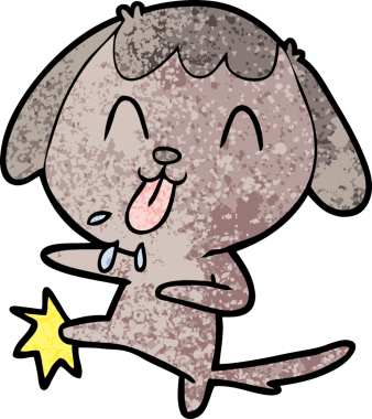 Bir insan tarafından çizilmiş şirin bir çizgi film köpeği.